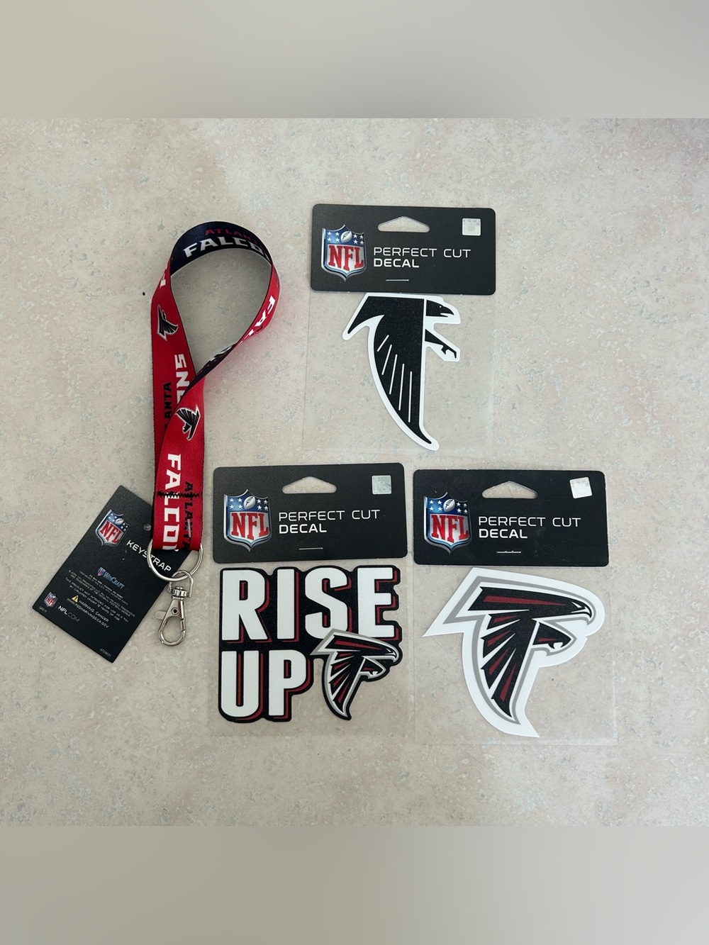 NFL Atlanta Falcons Red & Black Lanyard with Perfect Cut Decals